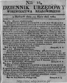 Dziennik Rządowy Województwa Krakowskiego 1825, nr 18