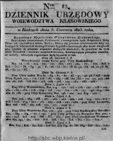 Dziennik Rządowy Województwa Krakowskiego 1825, nr 23
