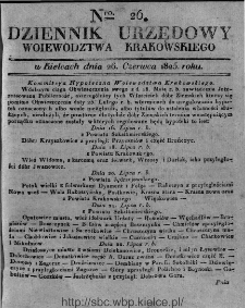 Dziennik Rządowy Województwa Krakowskiego 1825, nr 26