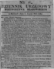 Dziennik Rządowy Województwa Krakowskiego 1825, nr 27