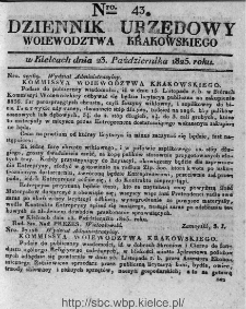Dziennik Rządowy Województwa Krakowskiego 1825, nr 43