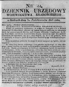Dziennik Rządowy Województwa Krakowskiego 1825, nr 44