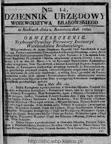 Dziennik Urzędowy Województwa Krakowskiego 1826, nr 14