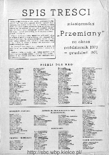 Przemiany : miesięcznik społeczno-kulturalny, 1971, R.2, spis treści za okres październik 1970 - grudzień 1971
