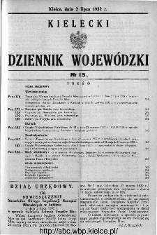 Kielecki Dziennik Wojewódzki 1932, nr 15