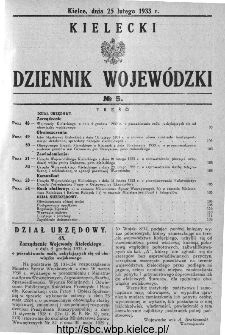 Kielecki Dziennik Wojewódzki 1933, nr 5