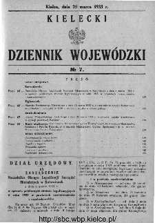 Kielecki Dziennik Wojewódzki 1933, nr 7