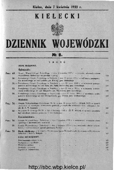 Kielecki Dziennik Wojewódzki 1933, nr 8