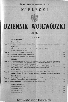 Kielecki Dziennik Wojewódzki 1933, nr 9