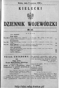 Kielecki Dziennik Wojewódzki 1933, nr 14