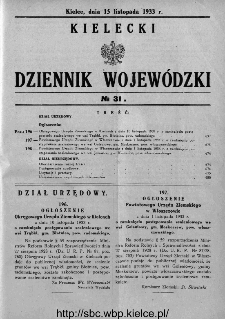 Kielecki Dziennik Wojewódzki 1933, nr 31