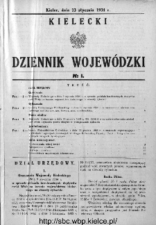 Kielecki Dziennik Wojewódzki 1934, nr 1