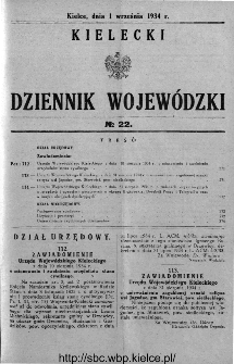 Kielecki Dziennik Wojewódzki 1934, nr 22