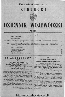 Kielecki Dziennik Wojewódzki 1935, nr 13