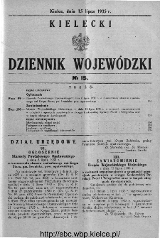 Kielecki Dziennik Wojewódzki 1935, nr 15