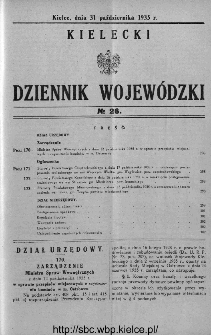 Kielecki Dziennik Wojewódzki 1935, nr 26
