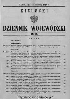 Kielecki Dziennik Wojewódzki 1937, nr 14