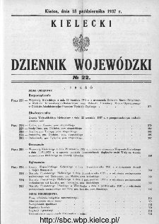 Kielecki Dziennik Wojewódzki 1937, nr 22