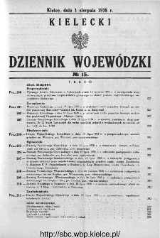 Kielecki Dziennik Wojewódzki 1938, nr 15