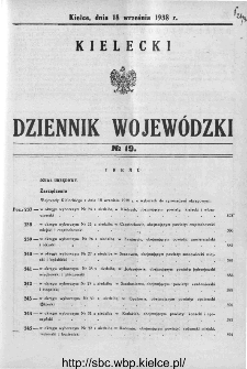 Kielecki Dziennik Wojewódzki 1938, nr 19