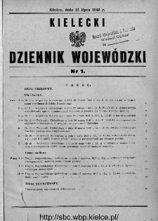 Kielecki Dziennik Wojewódzki 1945, nr 1