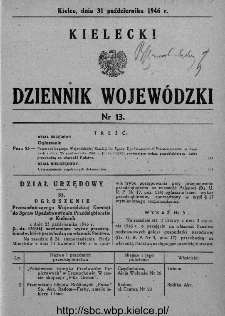 Kielecki Dziennik Wojewódzki 1946, nr 13