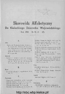 Skorowidz alfabetyczny do Kieleckiego Dziennika Wojewódzkiego, rok 1947, nr 1-17