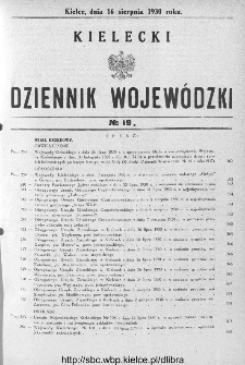 Kielecki Dziennik Wojewódzki 1930, nr 19