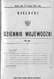Kielecki Dziennik Wojewódzki 1930, nr 22