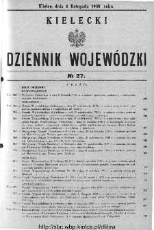 Kielecki Dziennik Wojewódzki 1930, nr 27