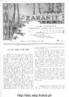 Zaranie : pismo tygodniowe ogólno-kształcące, społeczne, rolnicze i przemysłowe 1910, nr 3