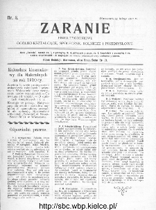 Zaranie : pismo tygodniowe ogólno-kształcące, społeczne, rolnicze i przemysłowe 1910, nr 8