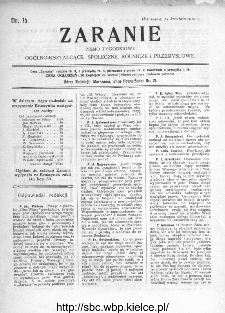 Zaranie : pismo tygodniowe ogólno-kształcące, społeczne, rolnicze i przemysłowe 1910, nr 15