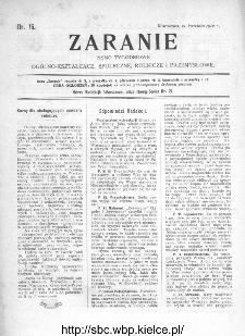 Zaranie : pismo tygodniowe ogólno-kształcące, społeczne, rolnicze i przemysłowe 1910, nr 16