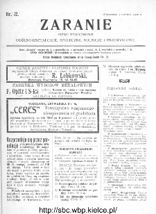 Zaranie : pismo tygodniowe ogólno-kształcące, społeczne, rolnicze i przemysłowe 1910, nr 22