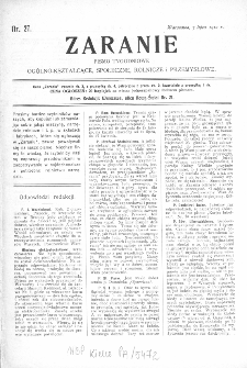 Zaranie : pismo tygodniowe ogólno-kształcące, społeczne, rolnicze i przemysłowe 1910, nr 27