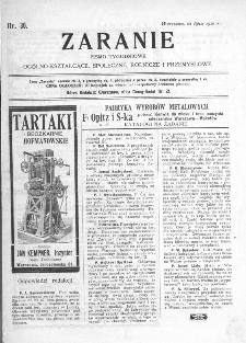 Zaranie : pismo tygodniowe ogólno-kształcące, społeczne, rolnicze i przemysłowe 1910, nr 30