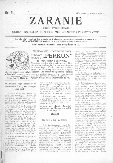 Zaranie : pismo tygodniowe ogólno-kształcące, społeczne, rolnicze i przemysłowe 1910, nr 31
