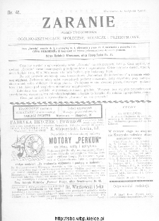 Zaranie : pismo tygodniowe ogólno-kształcące, społeczne, rolnicze i przemysłowe 1910, nr 45