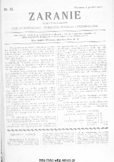 Zaranie : pismo tygodniowe ogólno-kształcące, społeczne, rolnicze i przemysłowe 1910, nr 49