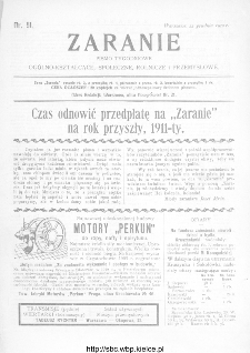Zaranie : pismo tygodniowe ogólno-kształcące, społeczne, rolnicze i przemysłowe 1910, nr 51