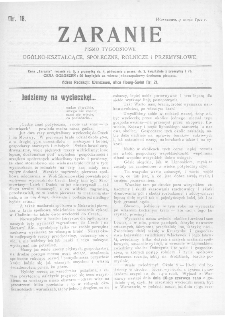 Zaranie : pismo tygodniowe ogólno-kształcące, społeczne, rolnicze i przemysłowe 1911, nr 18