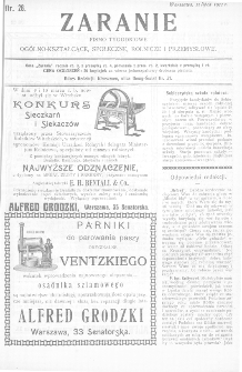 Zaranie : pismo tygodniowe ogólno-kształcące, społeczne, rolnicze i przemysłowe 1911, nr 28
