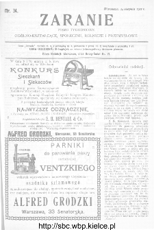 Zaranie : pismo tygodniowe ogólno-kształcące, społeczne, rolnicze i przemysłowe 1911, nr 34