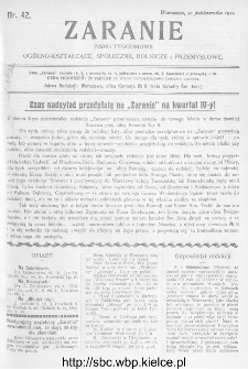 Zaranie : pismo tygodniowe ogólno-kształcące, społeczne, rolnicze i przemysłowe 1911, nr 42
