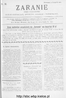 Zaranie : pismo tygodniowe ogólno-kształcące, społeczne, rolnicze i przemysłowe 1911, nr 44