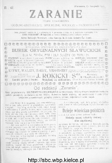 Zaranie : pismo tygodniowe ogólno-kształcące, społeczne, rolnicze i przemysłowe 1911, nr 47