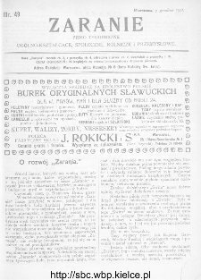 Zaranie : pismo tygodniowe ogólno-kształcące, społeczne, rolnicze i przemysłowe 1911, nr 49