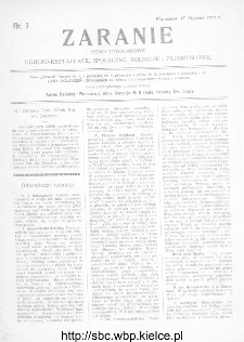 Zaranie : pismo tygodniowe ogólno-kształcące, społeczne, rolnicze i przemysłowe 1912, nr 3