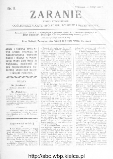 Zaranie : pismo tygodniowe ogólno-kształcące, społeczne, rolnicze i przemysłowe 1912, nr 8